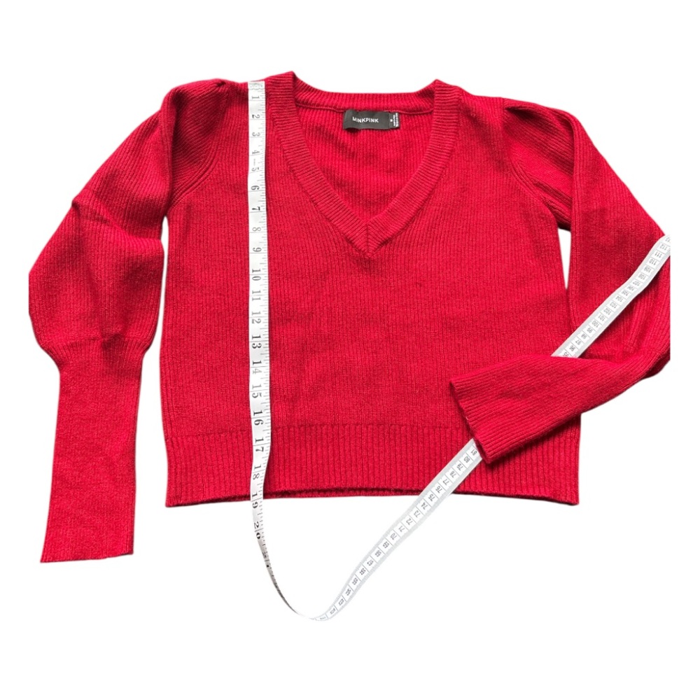 MINKPINK Chandra Red V-Neck Sweater for Women Sz M - Picture 5 of 7